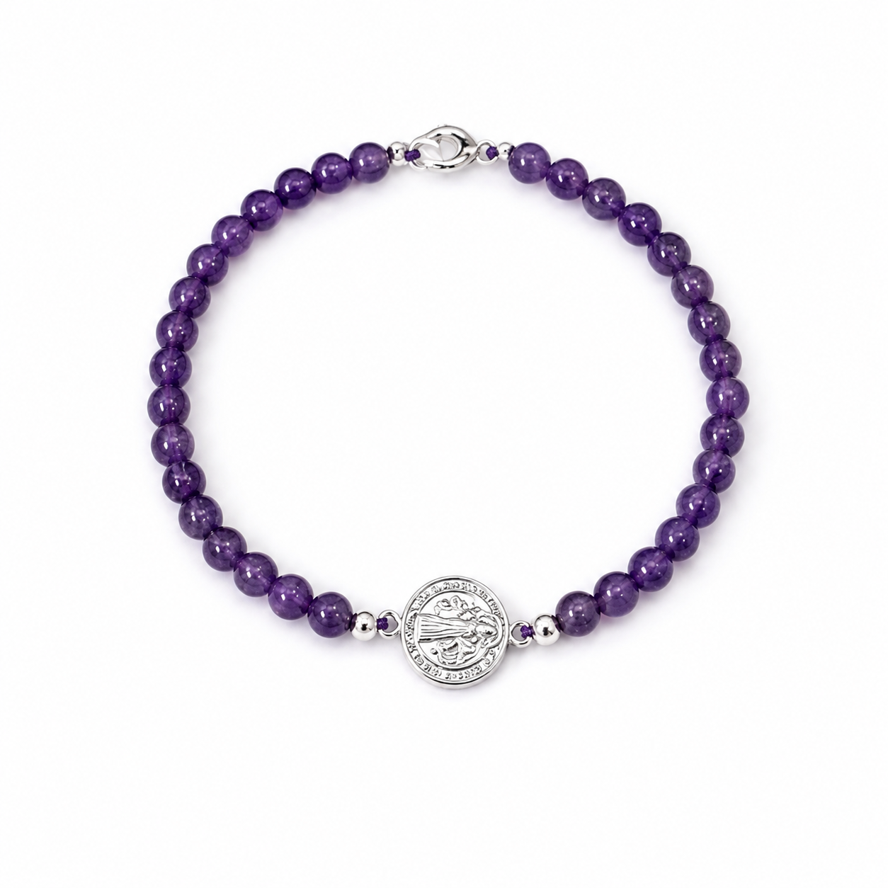 Pulsera de San Benito y amatista (plata 925)