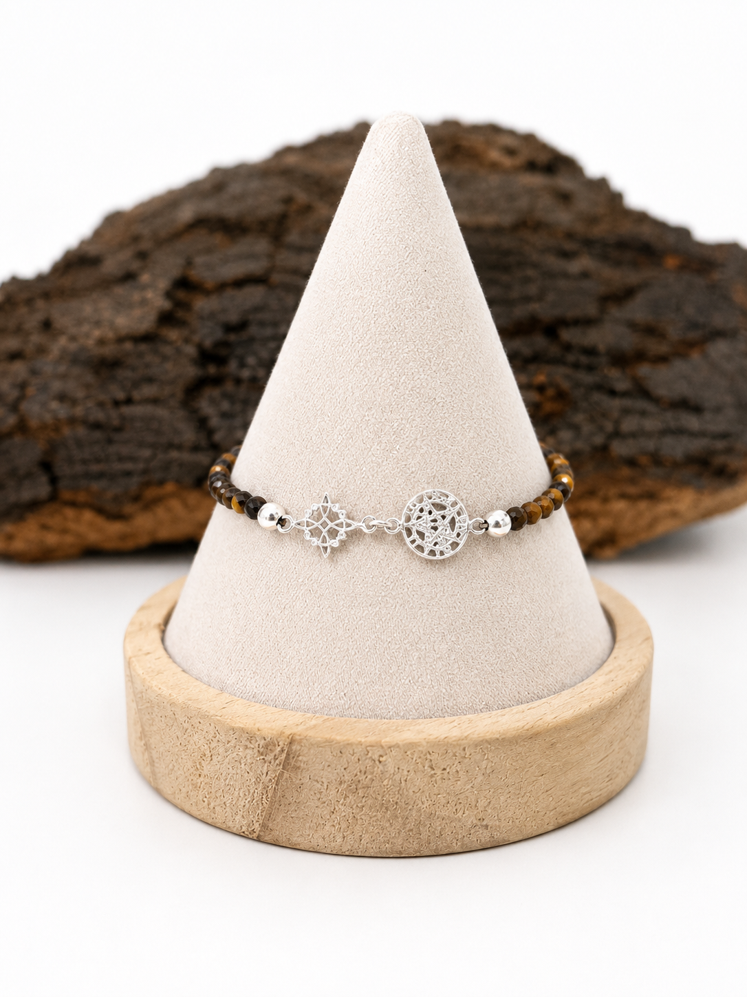Pulsera doble protección con ojo de tigre (plata 925)