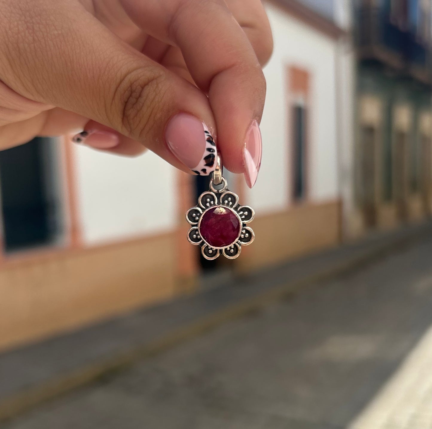 Flor de rubí (plata 925)