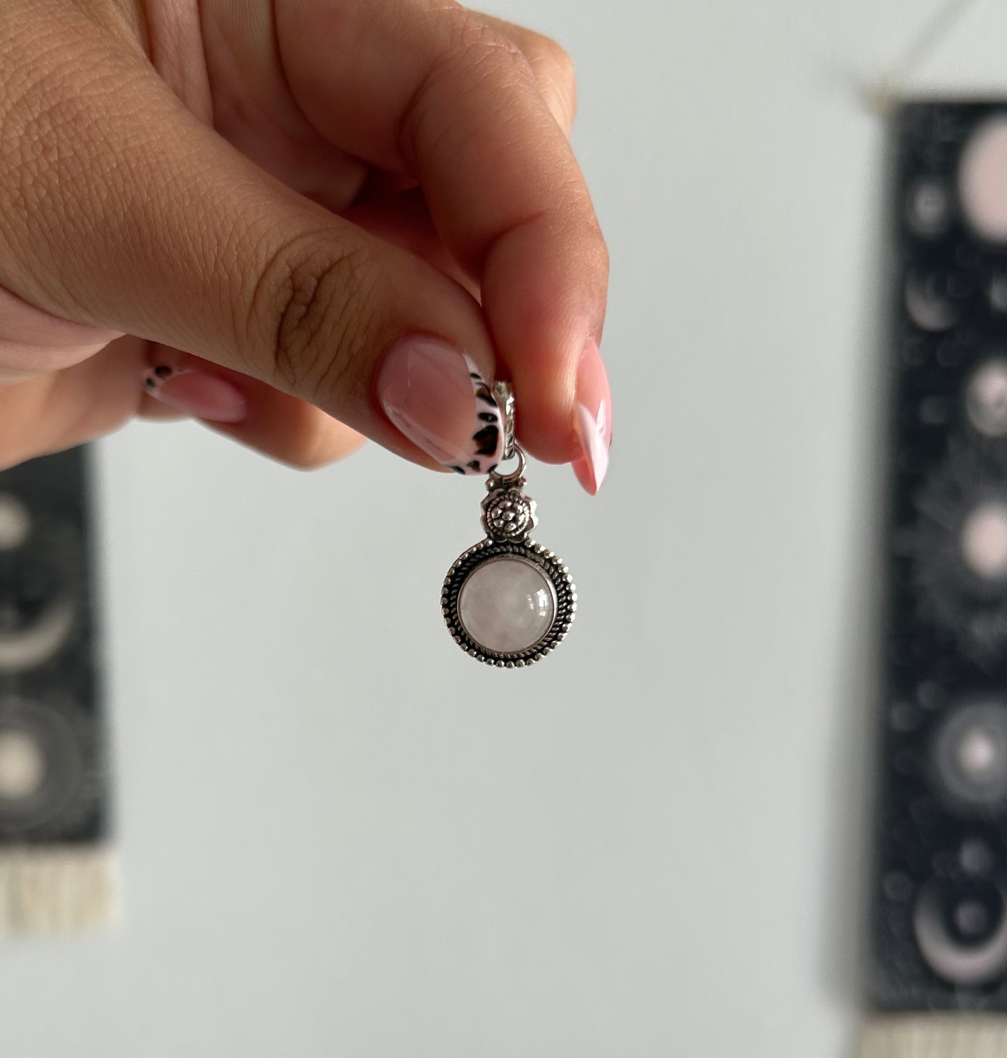 Colgante cuarzo rosa (plata 925)