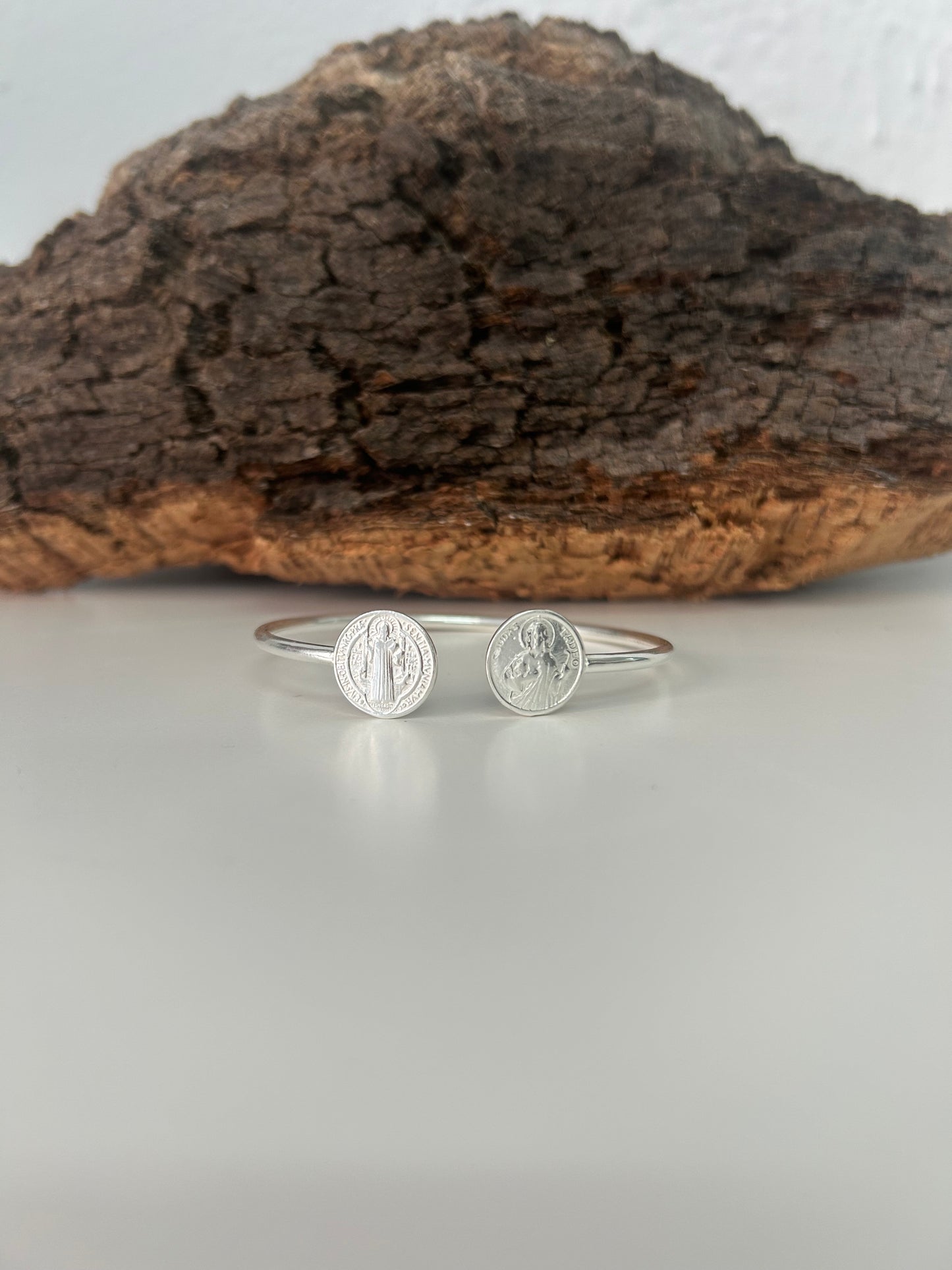 Brazalete doble protección San Benito y San Judas (plata 925)
