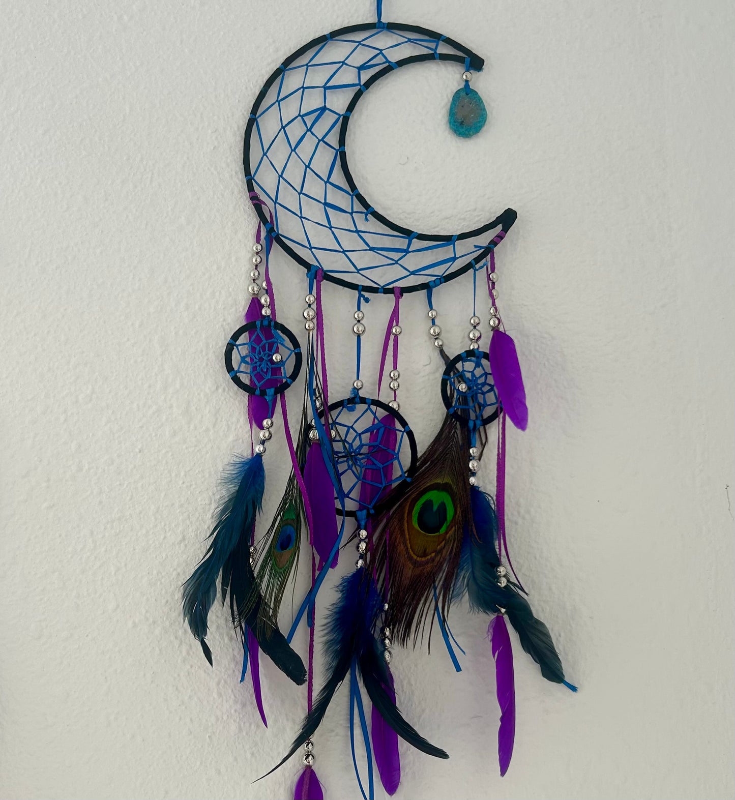 Atrapasueños luna azul con ágata
