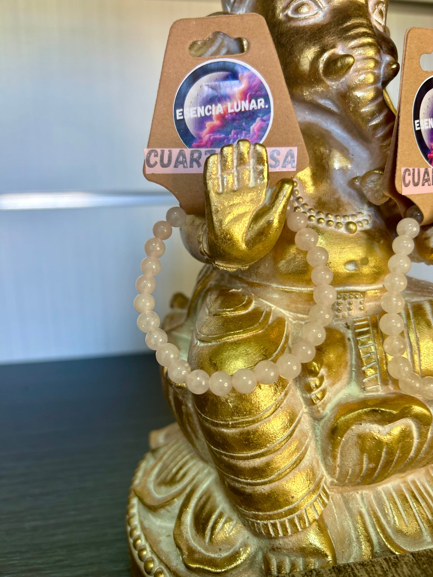 Pulsera de cuarzo rosa 6mm.