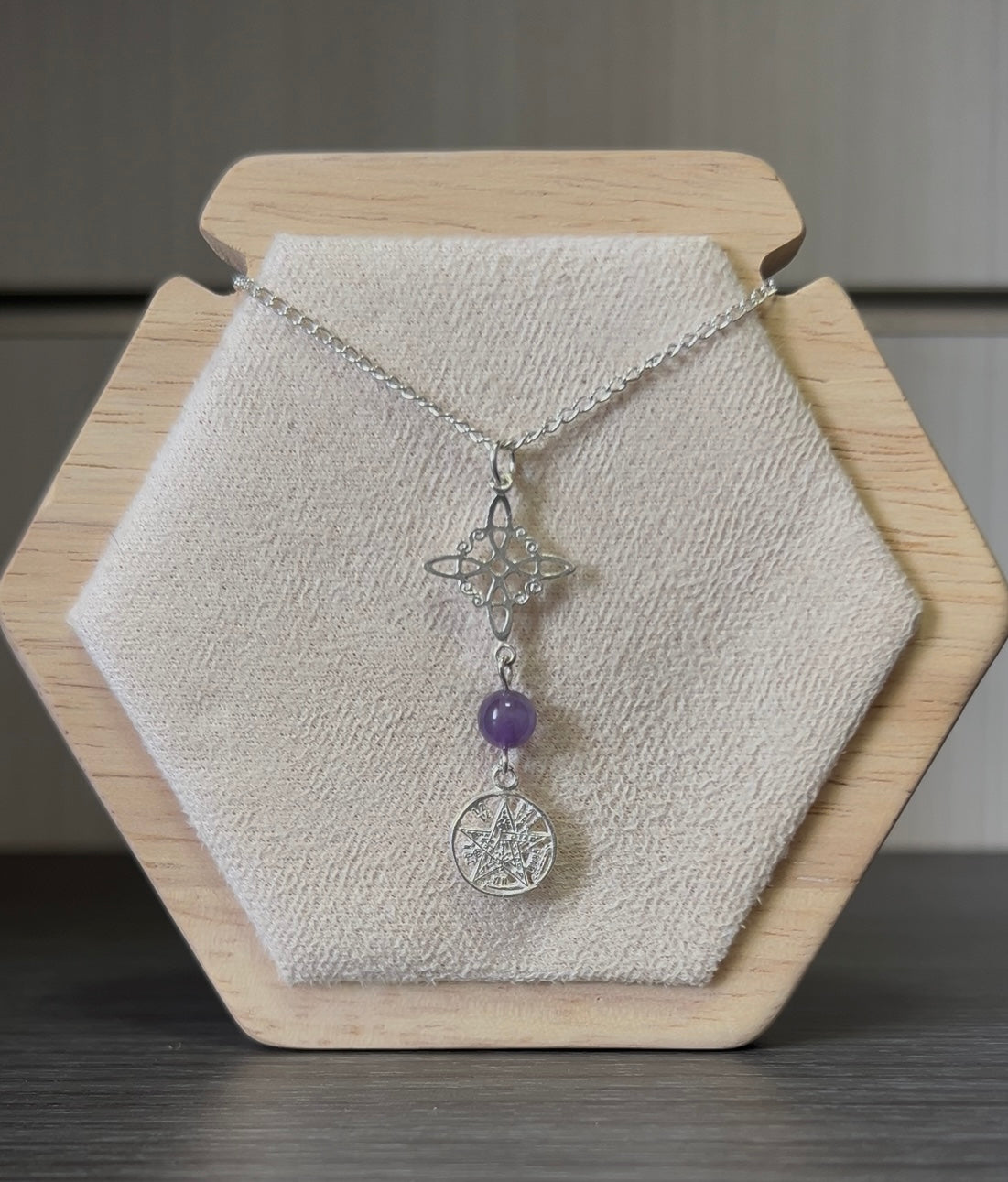 Colgante doble protección con amatista(consagrada y activado.).