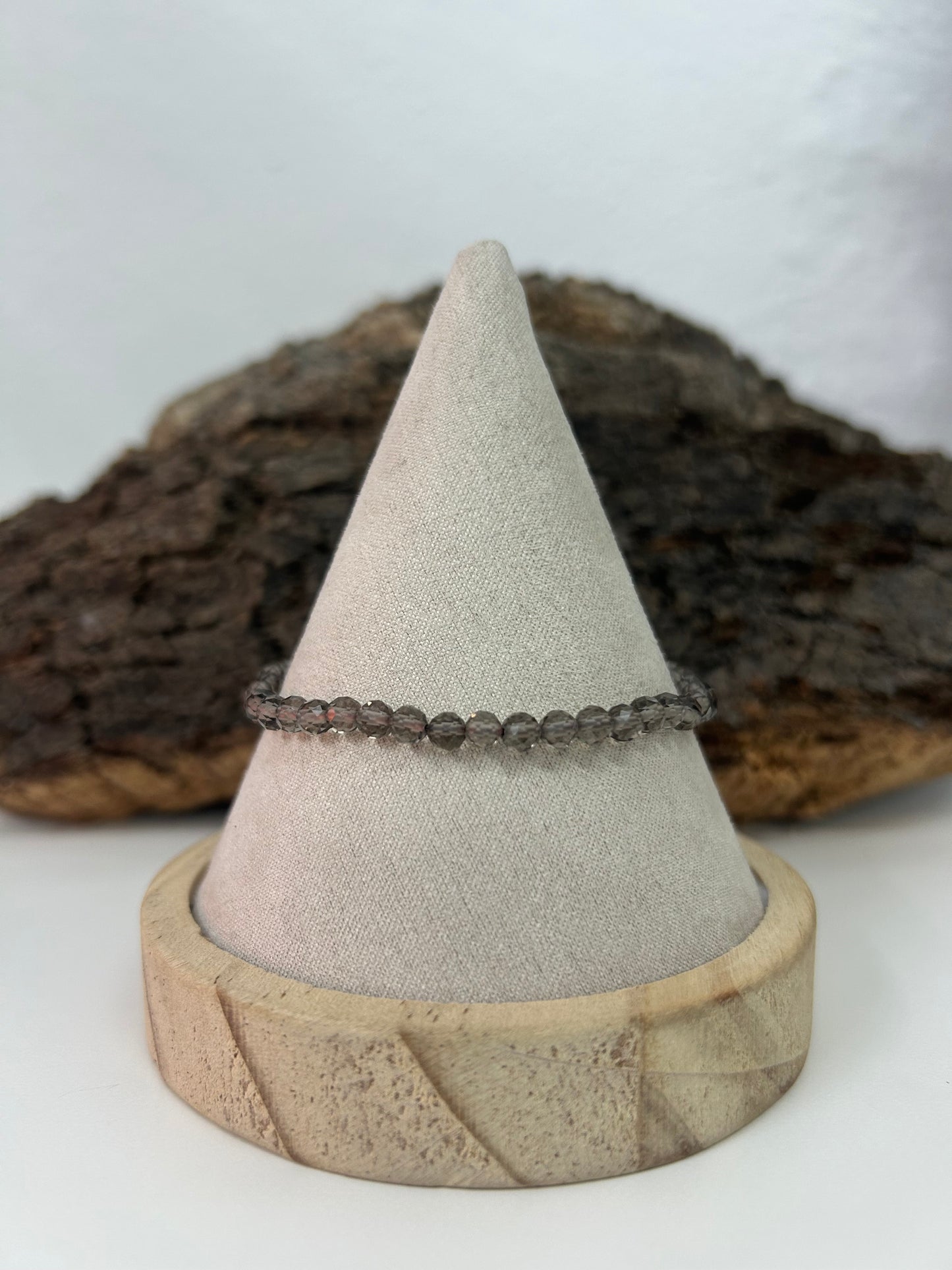 Pulsera cuarzo ahumado facetado