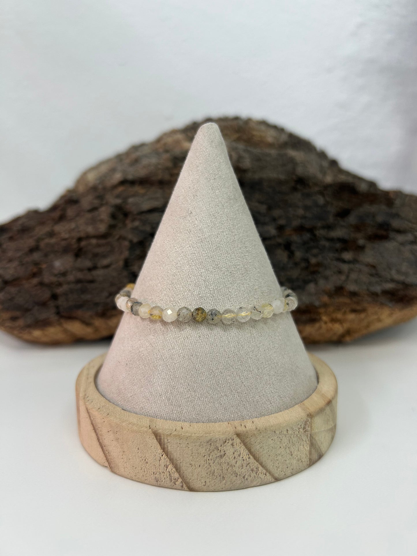 Pulsera cuarzo rutilado facetado