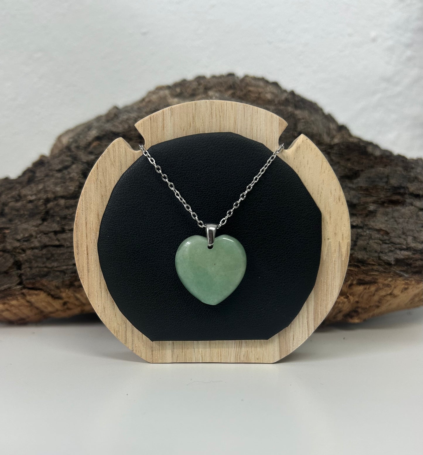 Colgante corazón aventurina verde (acero)