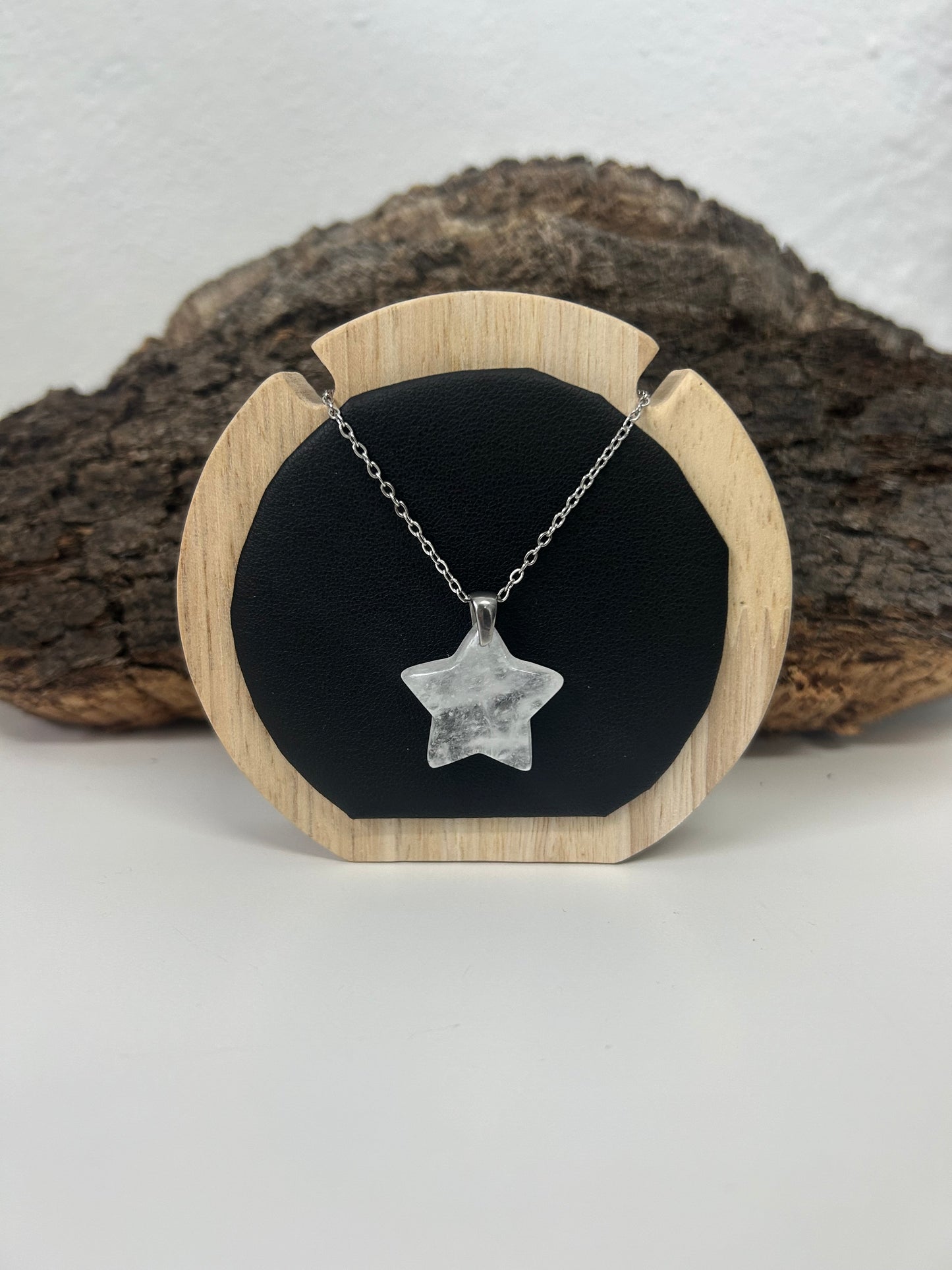 Colgante estrella cuarzo cristal (acero)