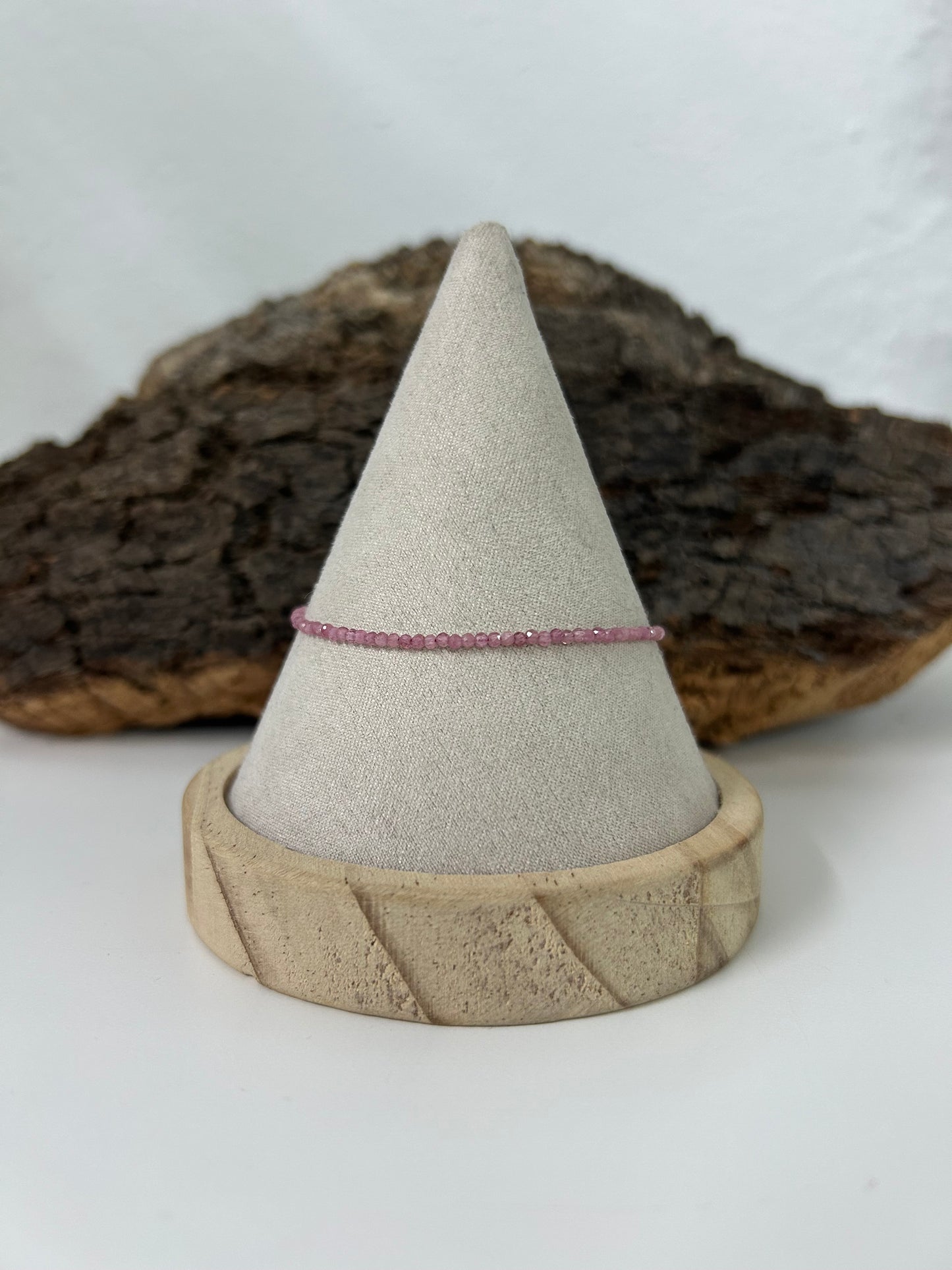 Pulsera facetada de turmalina rosa (plata 925)