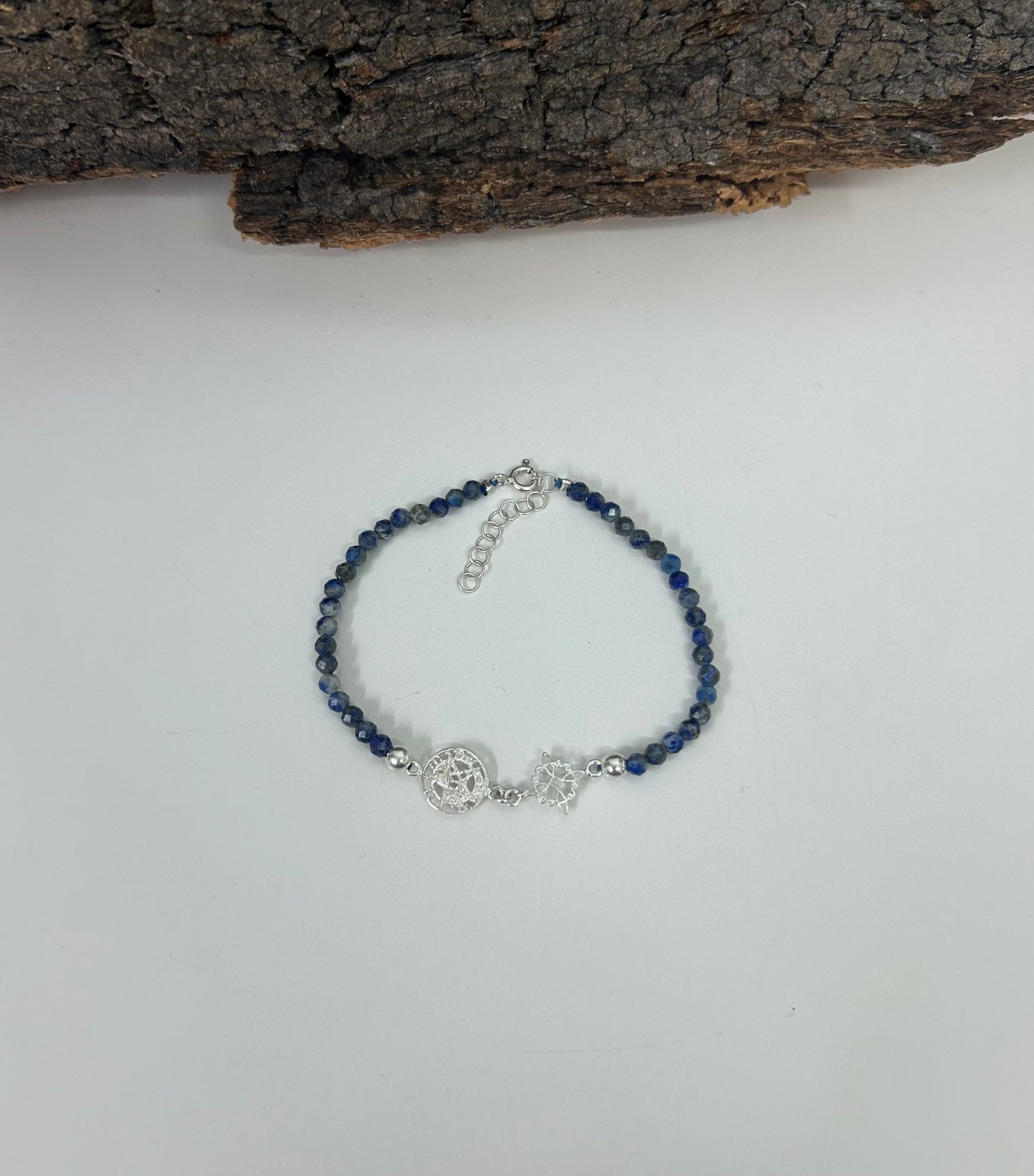 Pulsera doble protección con lapislázuli (plata 925)