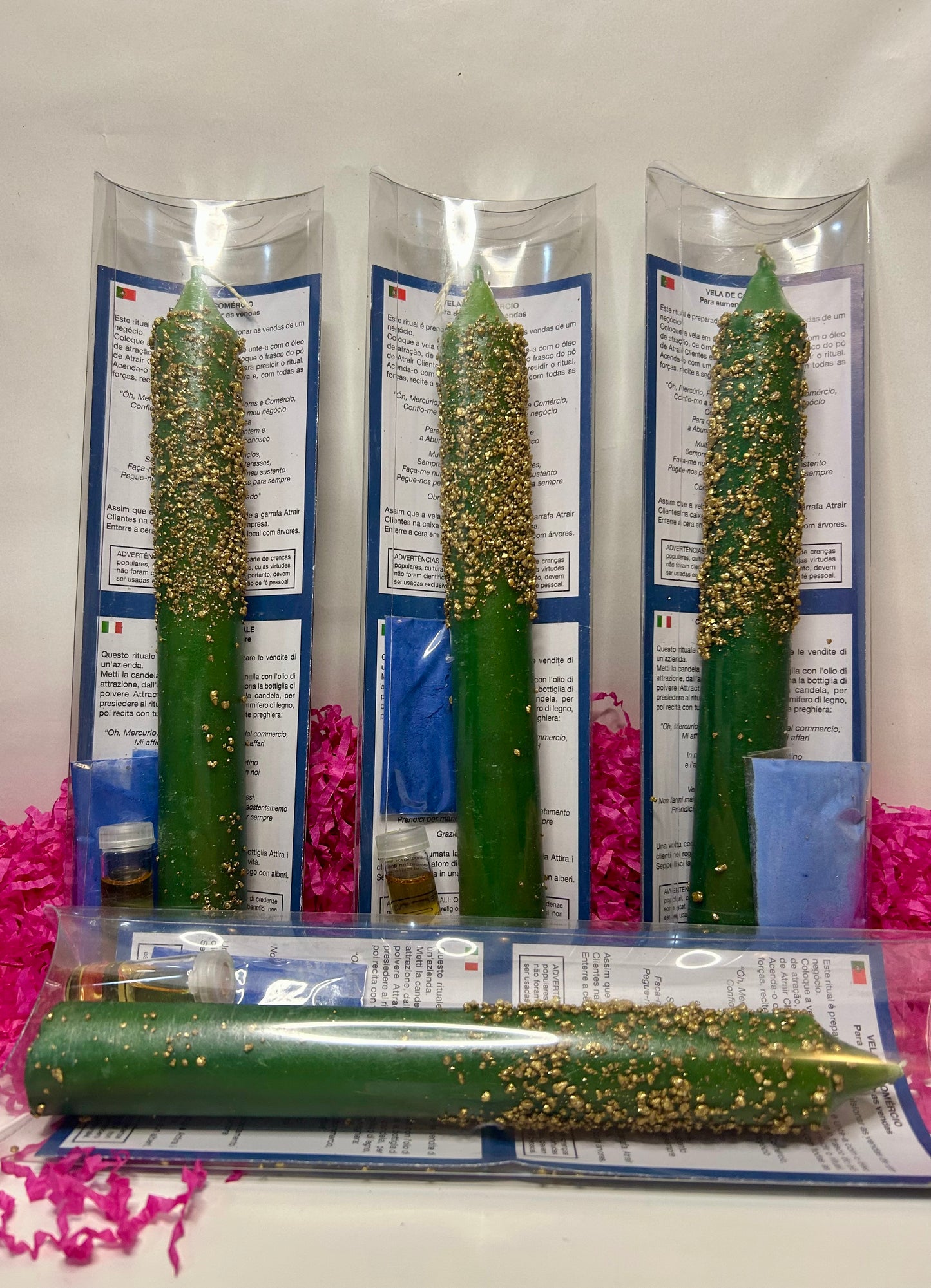 Vela ritualizada para el éxito en el comercio.