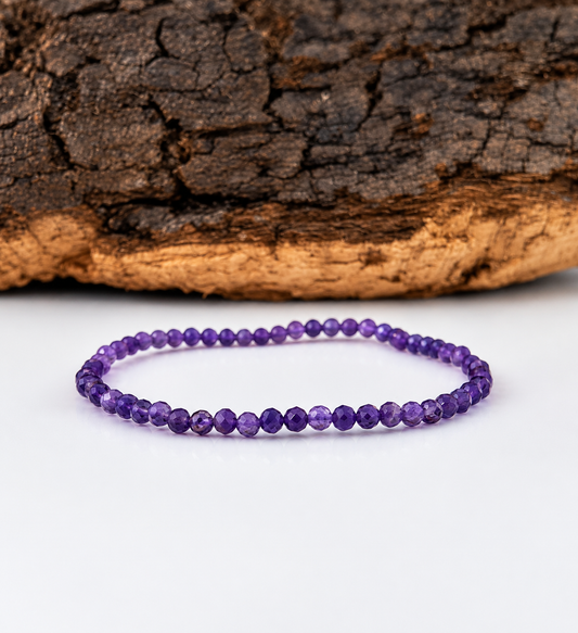 Pulsera elástica de amatista facetada