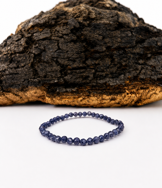 Pulsera elástica de zafiro facetado