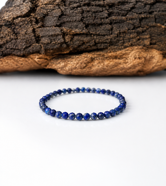 Pulsera elástica de lapislázuli facetado