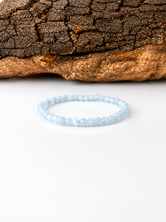 Pulsera elástica de aguamarina facetada