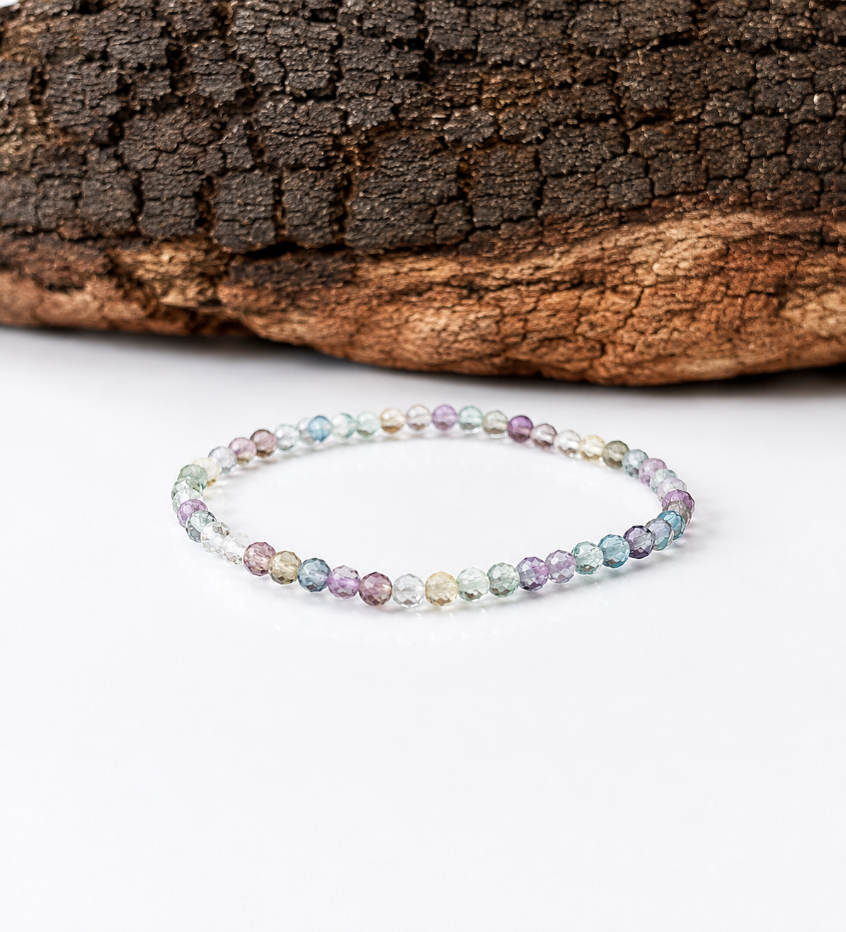 Pulsera elástica de fluorita facetada