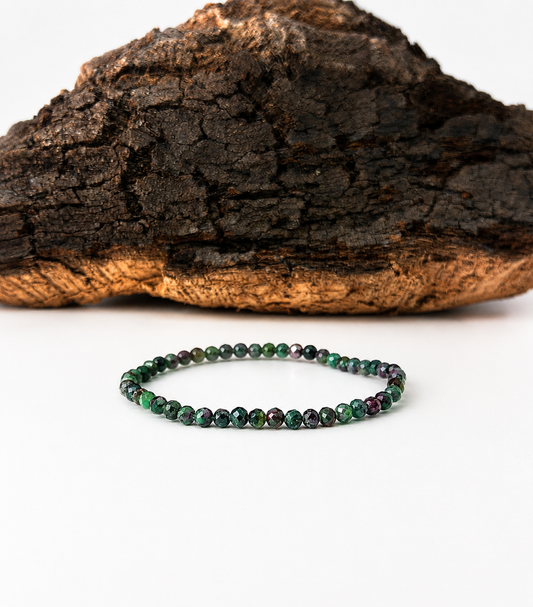 Pulsera elástica de zoisita facetada
