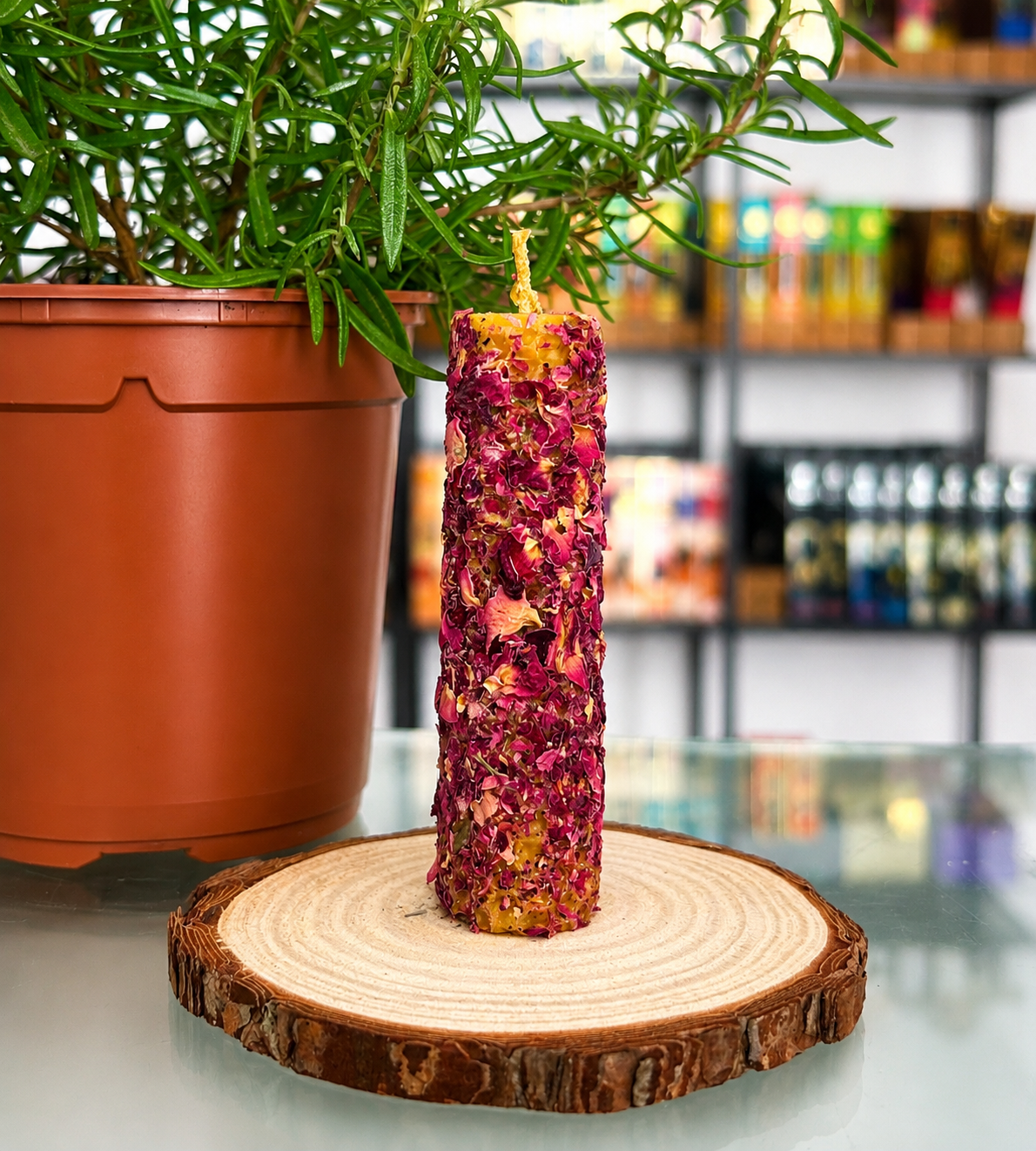 Vela de miel y rosas
