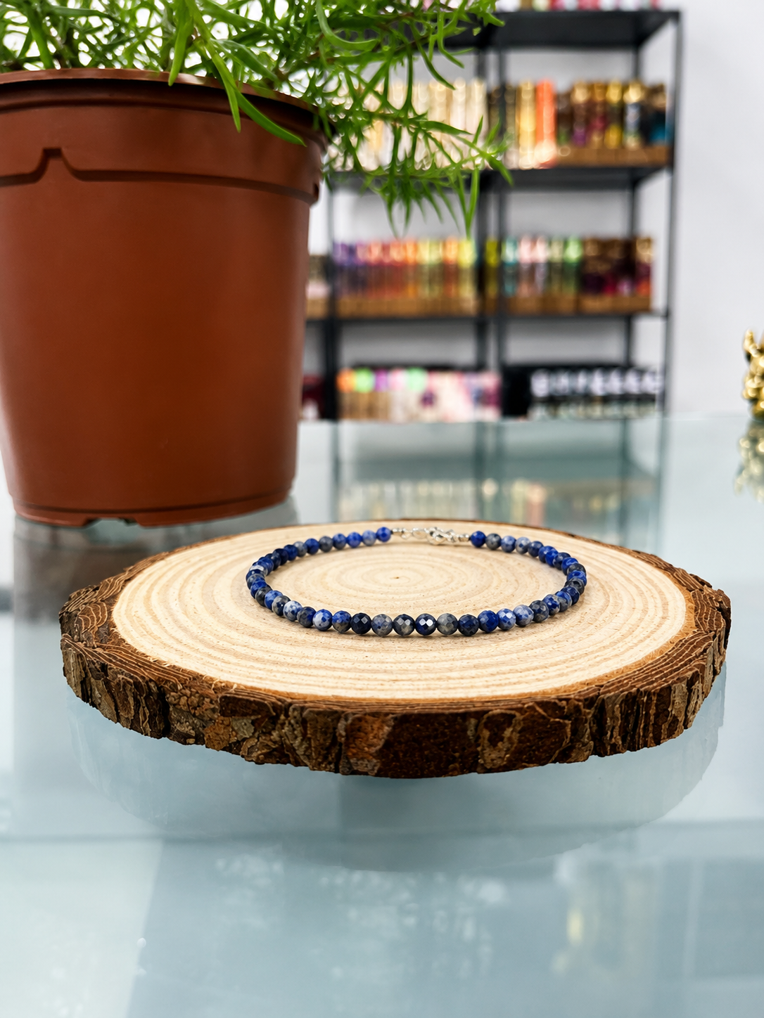 Pulsera de lapislázuli facetado (plata 925)