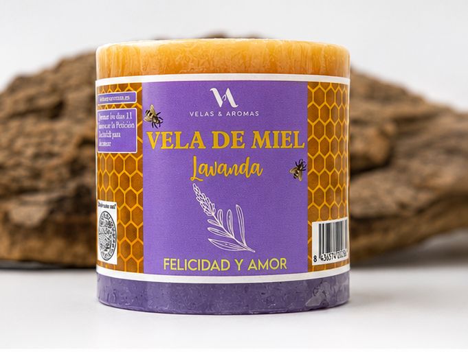 Velón miel y lavanda
