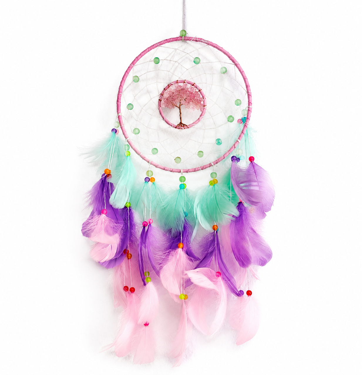 Atrapasueños árbol de la vida cuarzo rosa