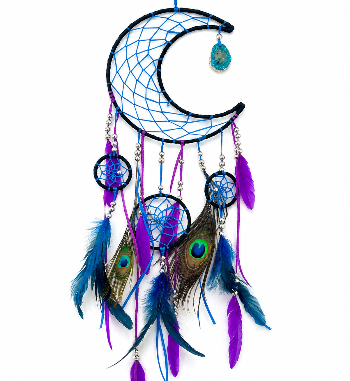 Atrapasueños luna azul con ágata