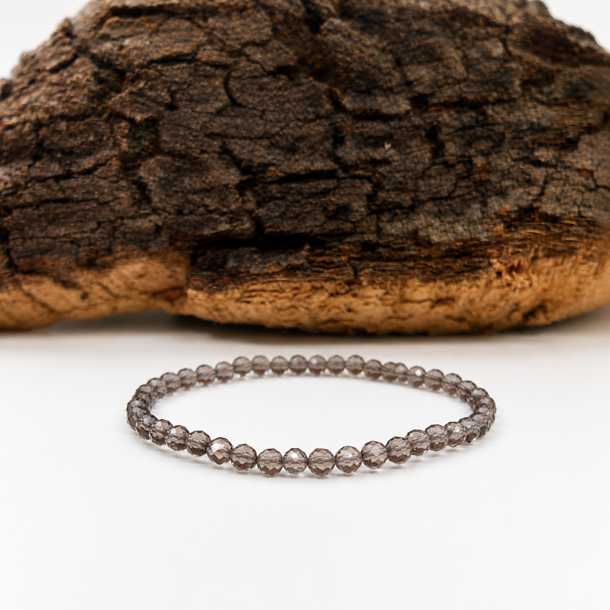 Pulsera elástica de cuarzo ahumado facetado