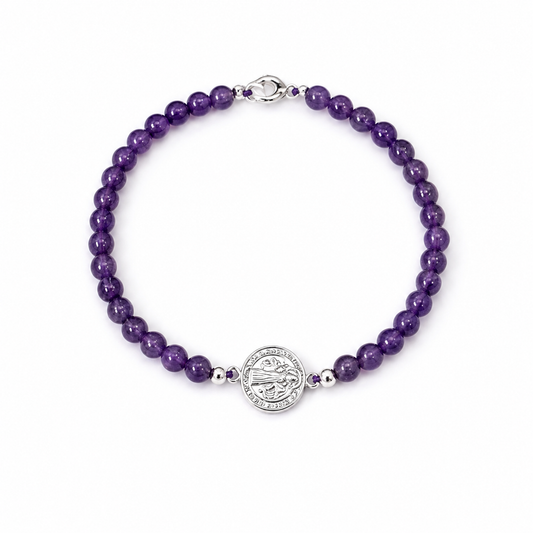 Pulsera de San Benito y amatista (plata 925)