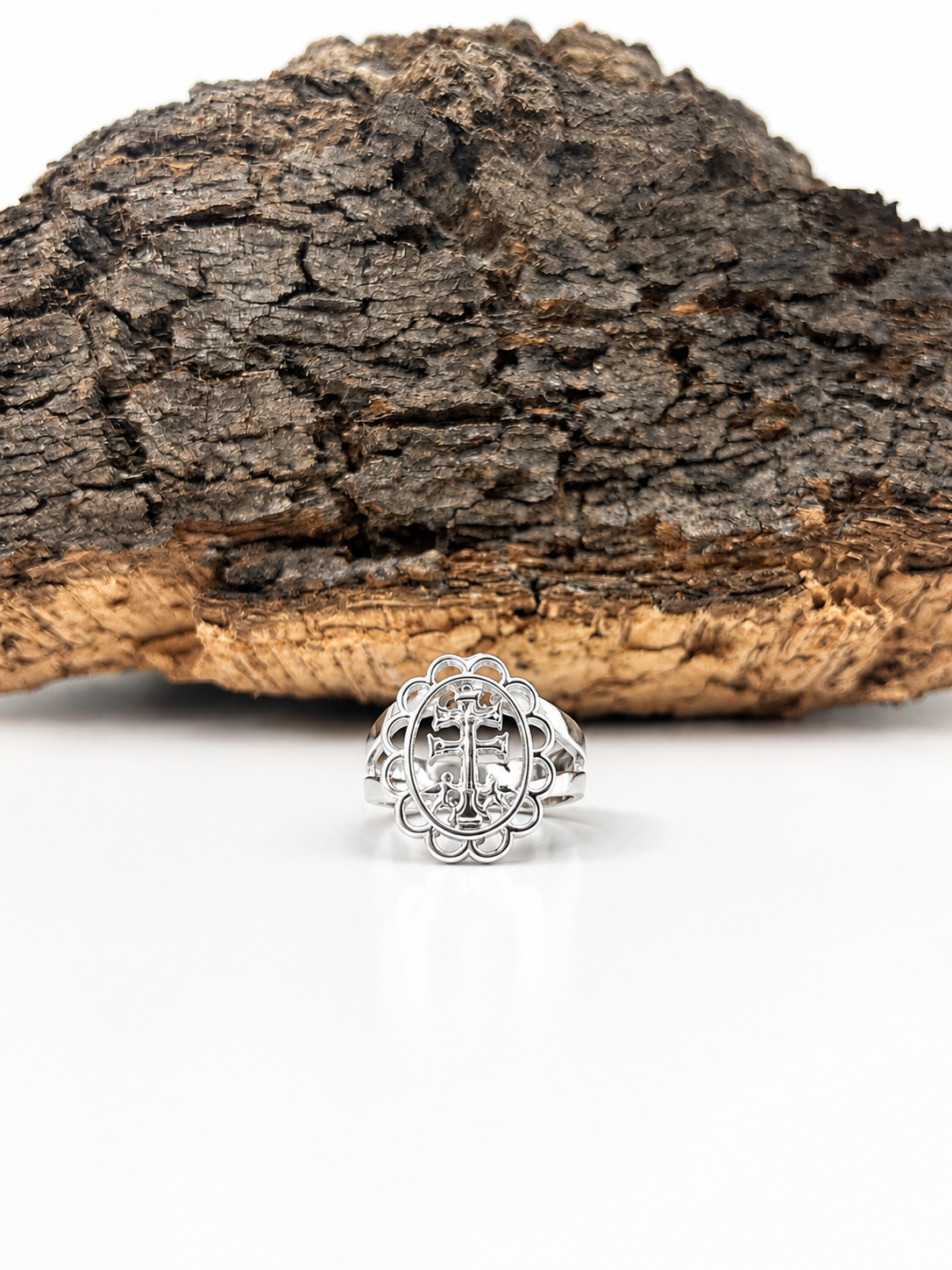 Anillo ajustable cruz de caravaca (plata 925)