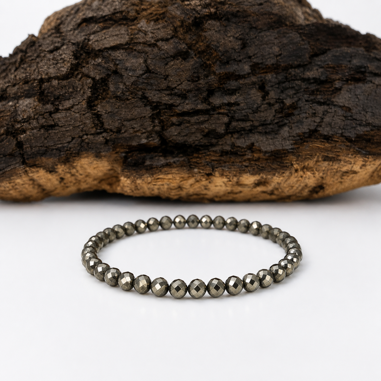 Pulsera elástica de pirita facetada