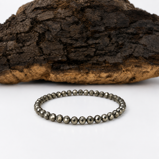 Pulsera elástica de pirita facetada