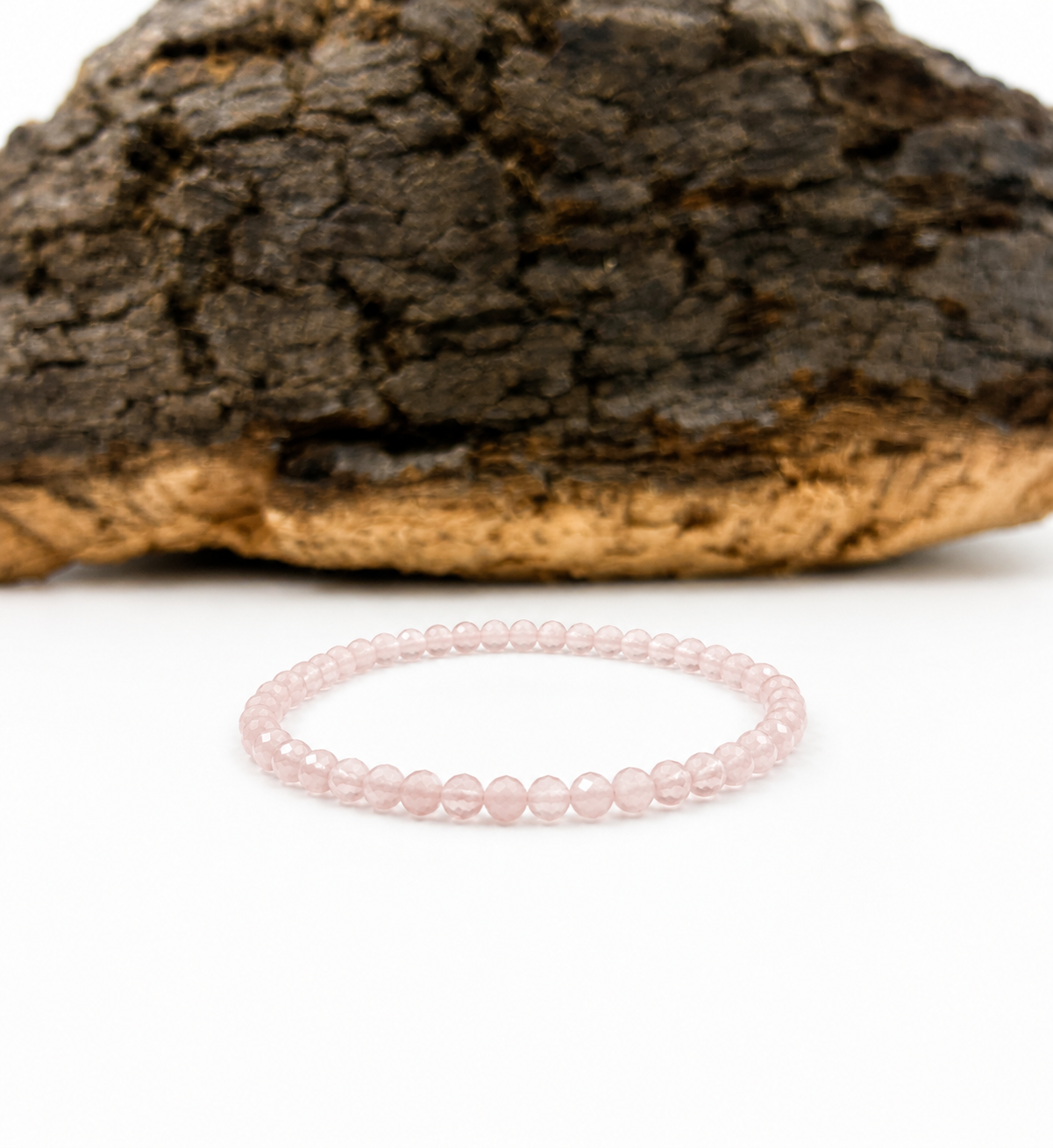 Pulsera elástica de cuarzo rosa facetado