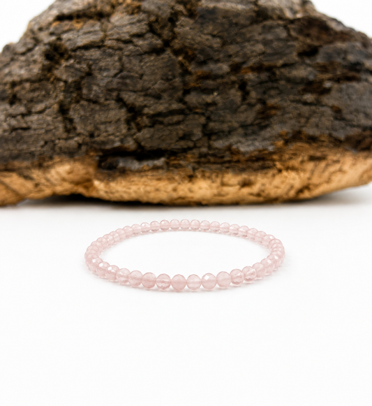 Pulsera elástica de cuarzo rosa facetado