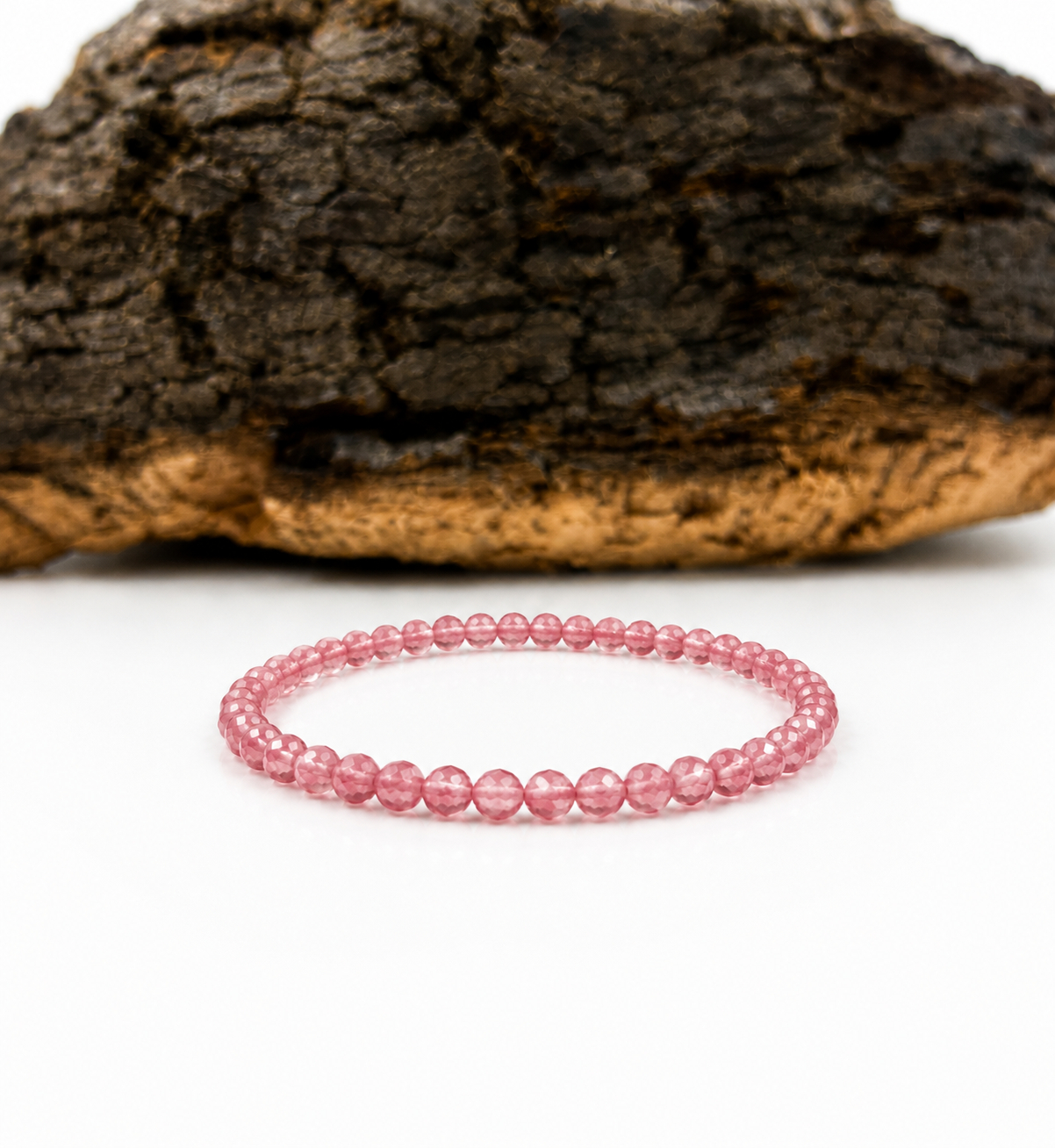 Pulsera elástica de cuarzo cereza facetado