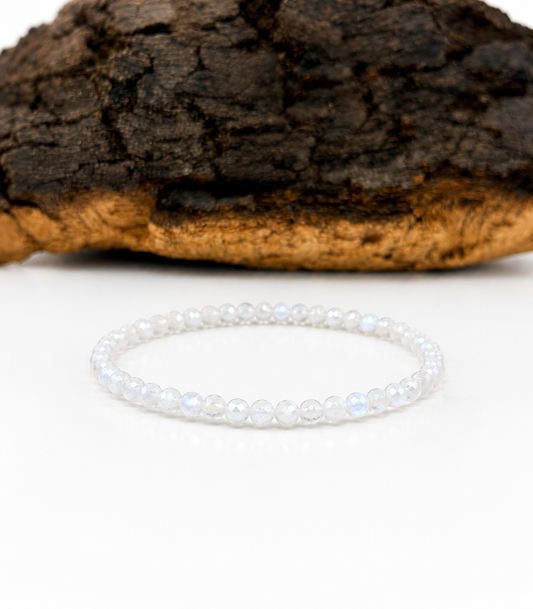 Pulsera elástica de piedra luna facetada