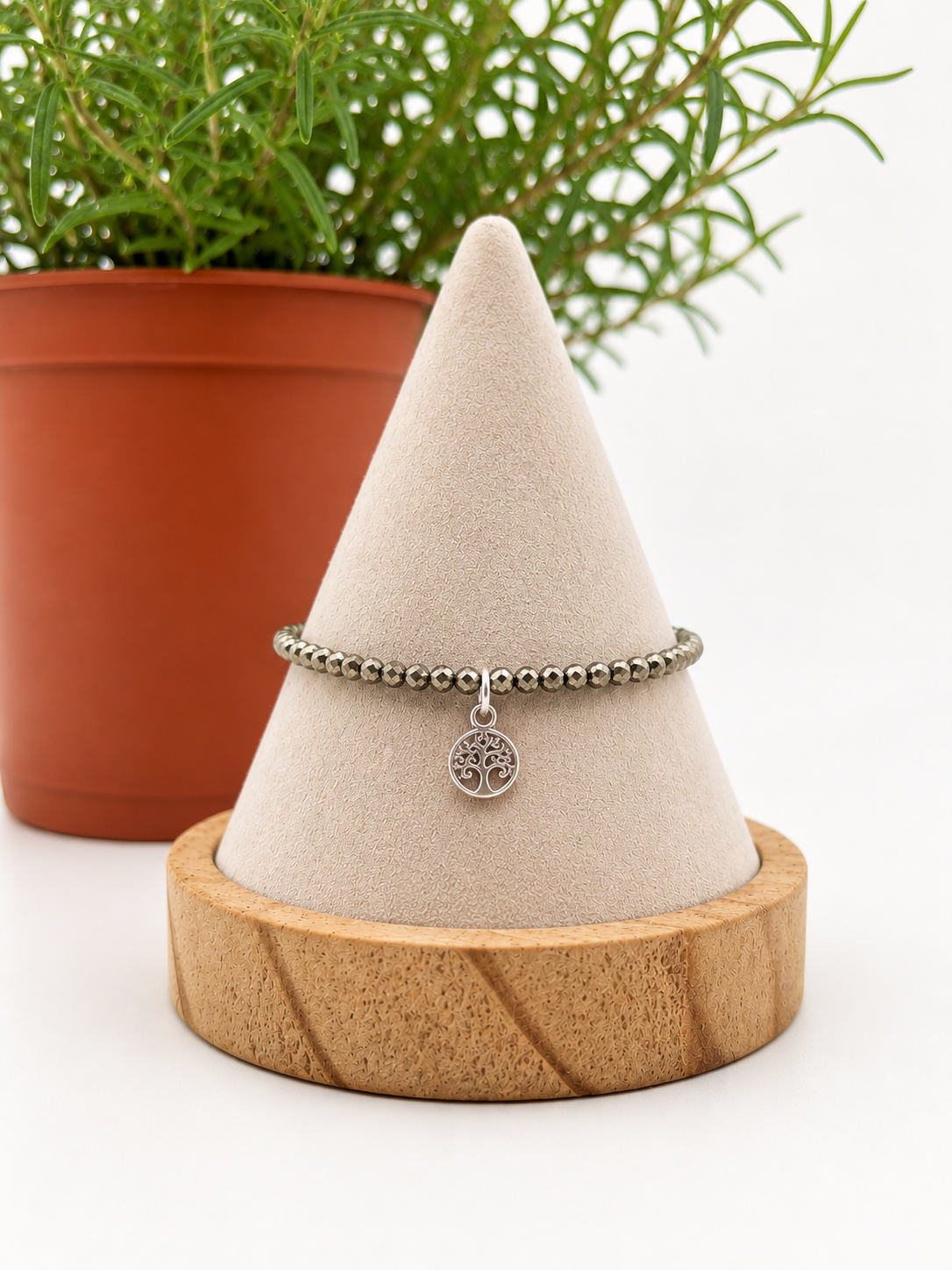 Pulsera árbol de la vida con pirita (plata 925)