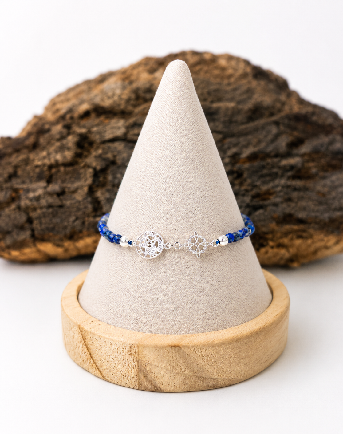 Pulsera doble protección con lapislázuli (plata 925)