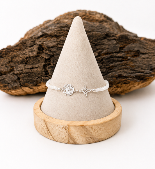 Pulsera doble protección con cuarzo cristal (plata 925)