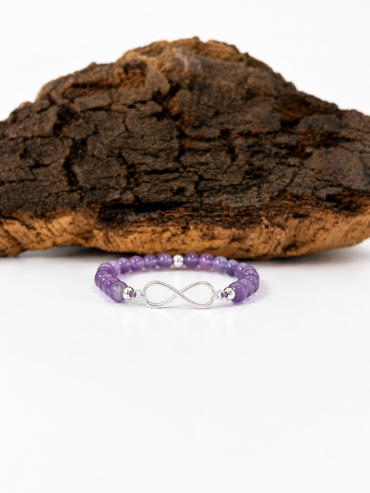 Pulsera infinito y amatista (plata 925)