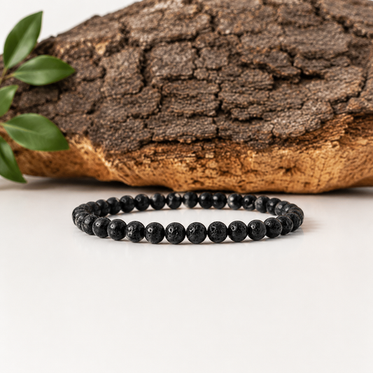 Pulsera piedra lava 6mm