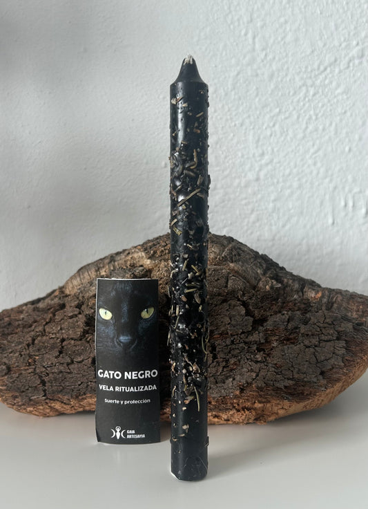 Vela ritualizada gato negro