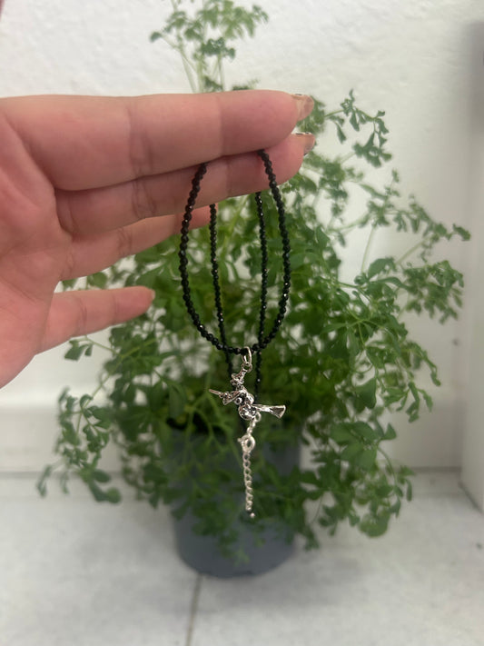 Talismán brujita con turmalina negra (plata 925)