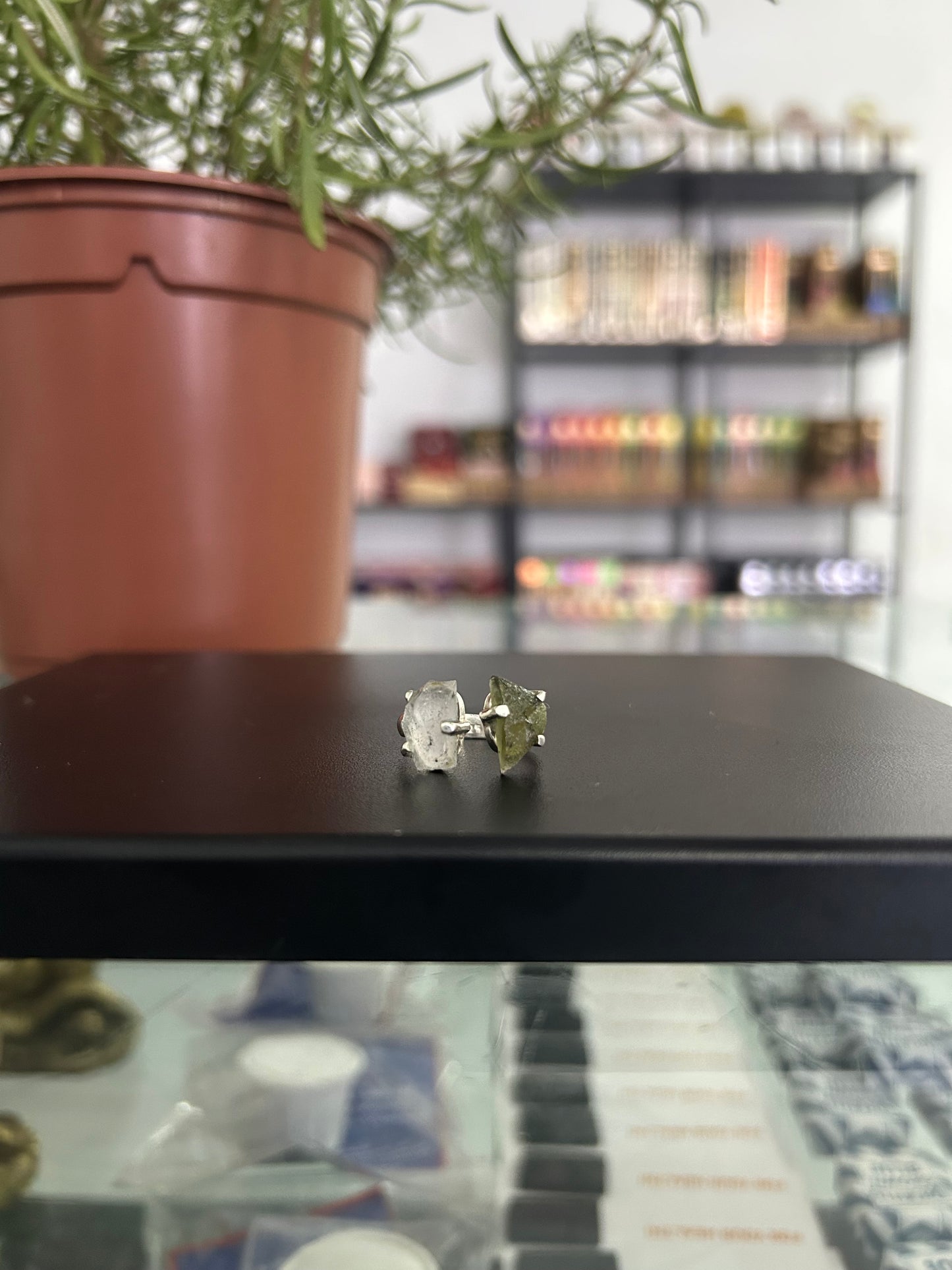 Anillo moldavita con herkimer (plata 925)
