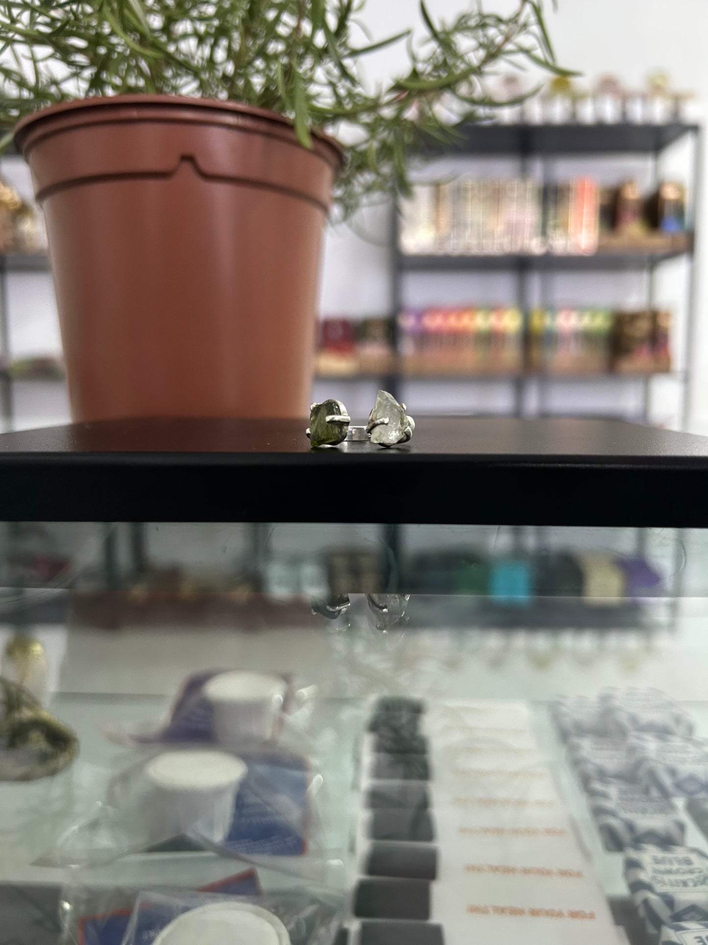 Anillo moldavita con herkimer (plata 925)