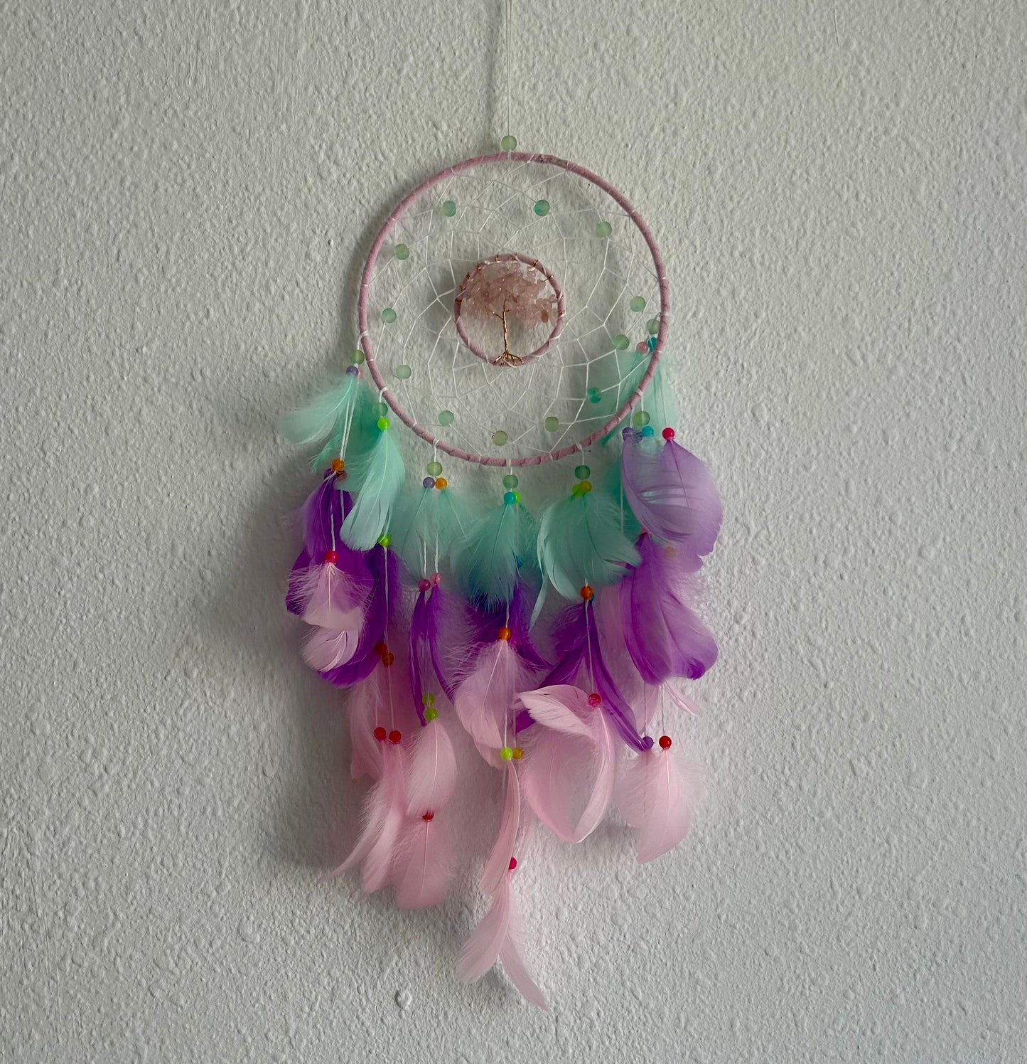 Atrapasueños árbol de la vida cuarzo rosa