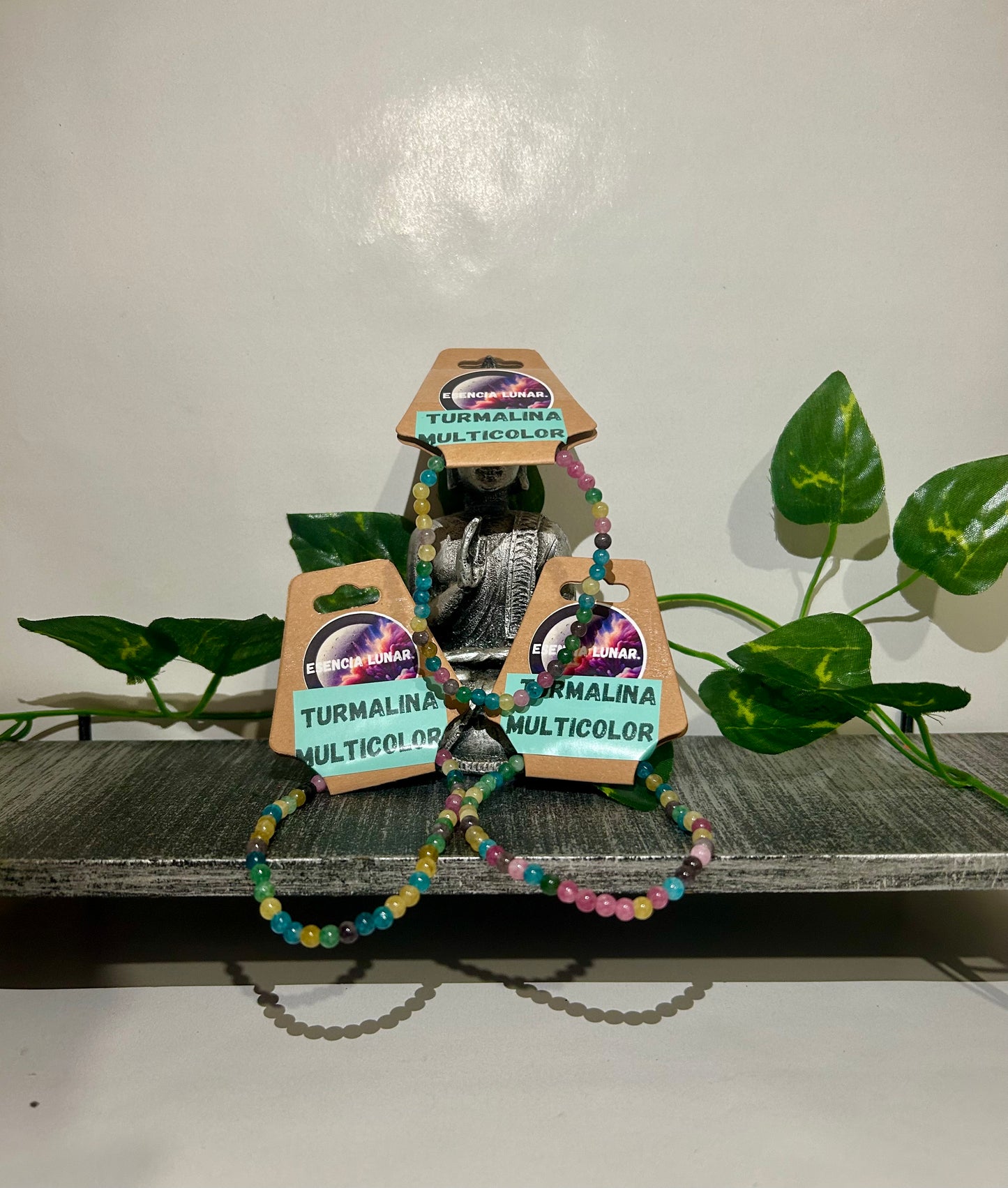 Pulsera de turmalina multicolor 4mm.