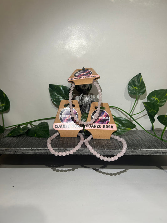 Pulsera de cuarzo rosa 4mm