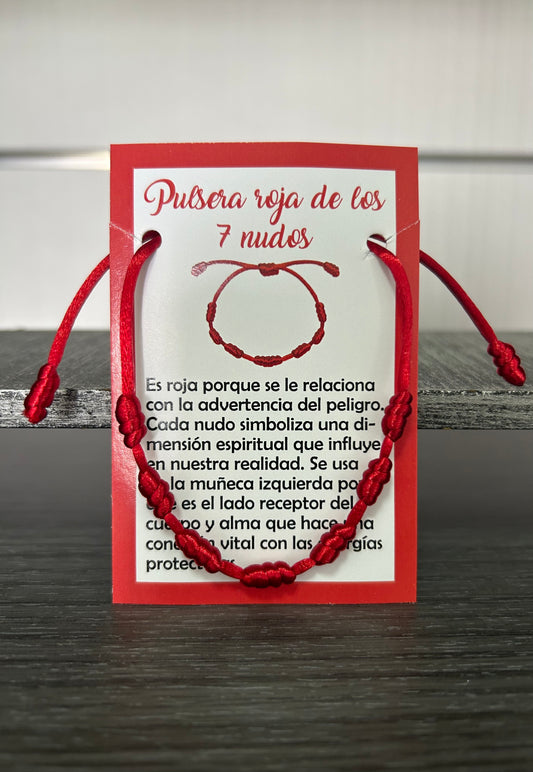 Pulsera 7 nudos roja.