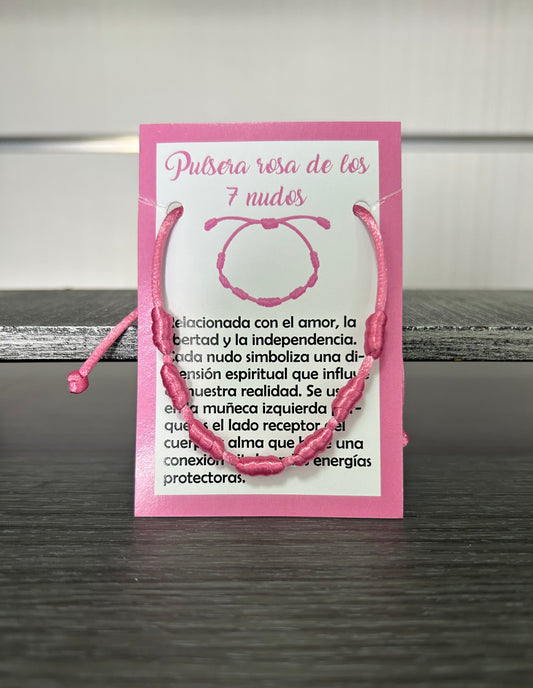 Pulsera 7 nudos rosa.