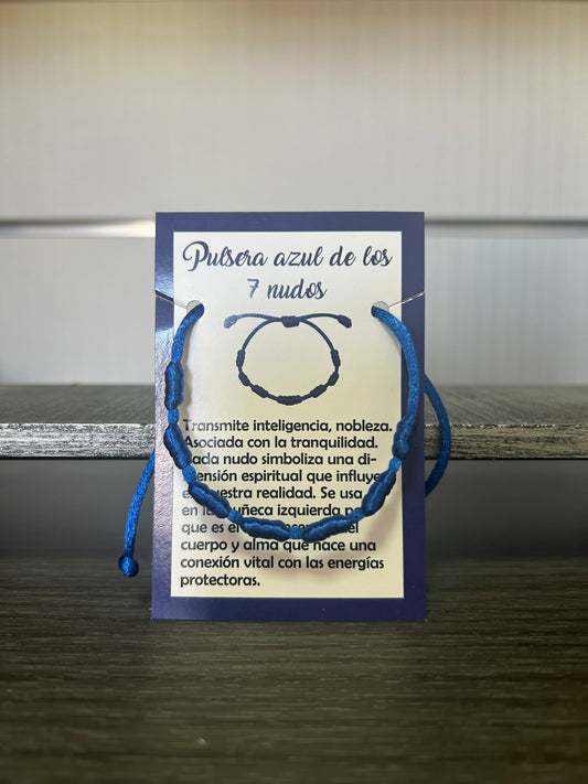 Pulsera 7 nudos azul.